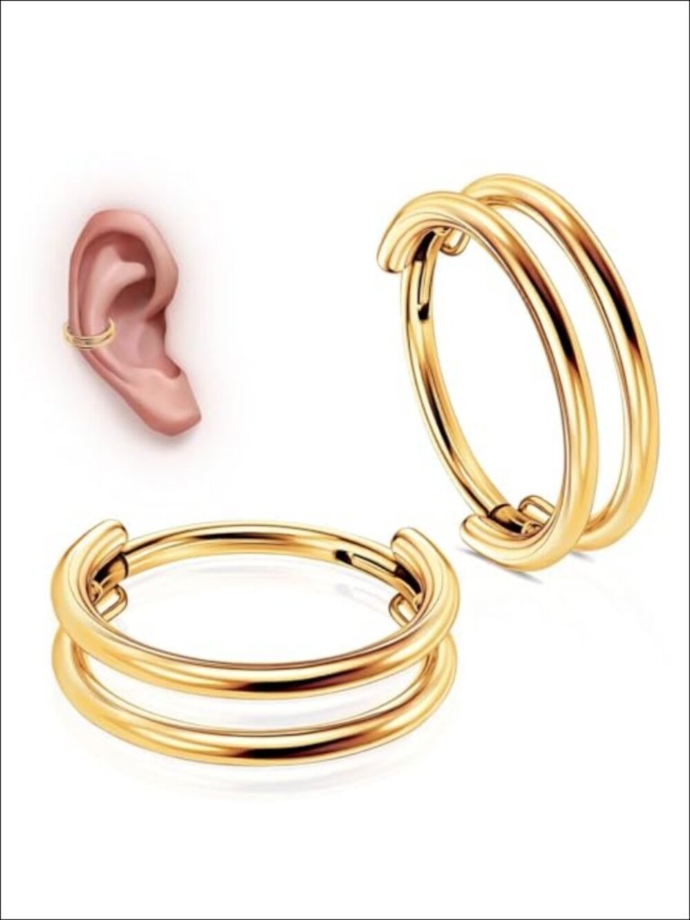 G23 Titanium Conch Piercing Jewelry Set 16G Double Hoop Nose Rings
